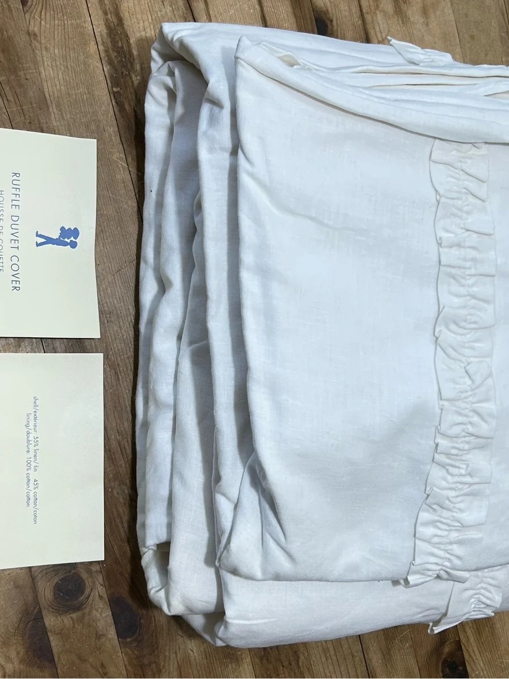 Pottery Barn Kids Twin Linen Cotton Ruffle Duvet Cover